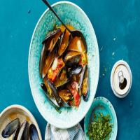 Drunken Mussels with Chorizo and White Beans image