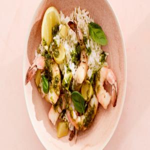 One-Pan Lemon Shrimp and Rice with Pesto image