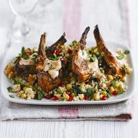 Harissa lamb cutlets with pomegranate couscous image