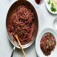 Red Wine Spaghetti With Pancetta_image