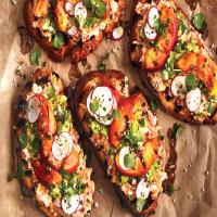 Grilled Peach Toast With Pimiento Cheese image