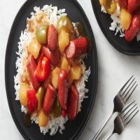 Polynesian Sweet and Sour Hot Dogs with Rice_image