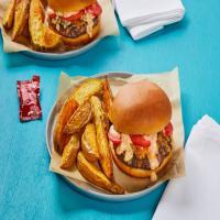 Griddled Onion Cheeseburgers with Special Sauce & Garlic Potato Wedges_image