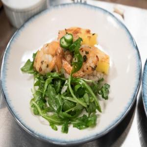 Hawaiian Garlic Butter Prawns with Grilled Pineapple and Pickled Serranos_image