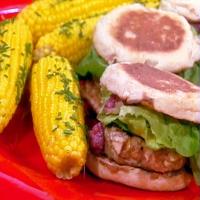 Cranberry Bog Turkey Burgers, served with Corn on the Cob with Chive Butter image