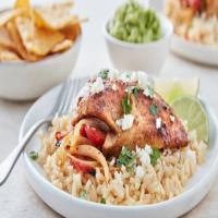 Fajita-Stuffed Chicken and Rice Skillet (Cooking for 2) image