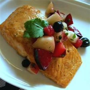 Curried Salmon with Summer Fruit Chutney image