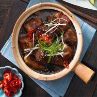 Red braised ginger pork belly with pickled chillies image