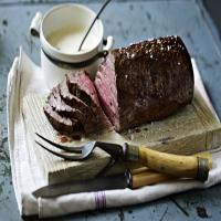 Roast fillet of beef with roasted garlic and mustard cream_image
