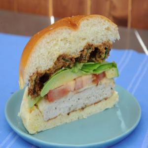 Grilled Chicken Burgers with Pasilla Aioli image