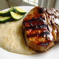 Grilled Maple Chipotle Pork Chops on Smoked Gouda Grits_image