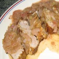 Pork Tenderloin With Sweet Onion-Rhubarb Sauce_image
