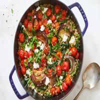 Farro With Blistered Tomatoes, Pesto and Spinach_image