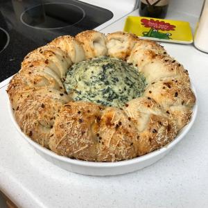 Spinach and Artichoke Dip in Pizza Dough Ball Ring image