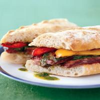Grilled Steak Sandwiches with Chimichurri and Bell Peppers image