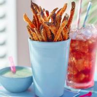 Polenta sweet potato fries with herby dip image