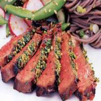 Grilled, Korean-Style Steaks with Spicy Cilantro Sauce image