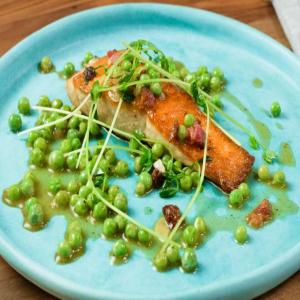 Peas and Pancetta with Salmon image