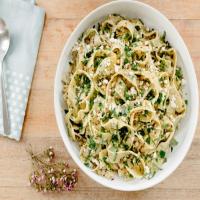 Homemade Herbed Pasta with Feta, Lemon and Pine Nuts_image