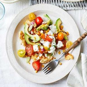 Tomato, avocado & corn salad with migas & buttermilk dressing_image