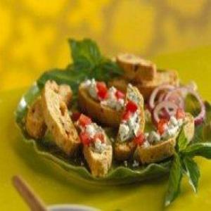 Sun-Dried Tomato Biscotti with Basil-Cream Cheese Topping_image