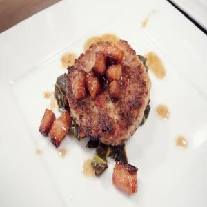 Bourbon-Glazed Pork Belly over Black-Eyed Pea Cakes with Collards_image