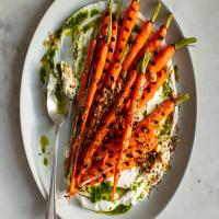 Grilled Carrots With Yogurt, Carrot-Top Oil and Dukkah image