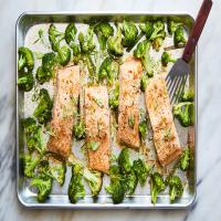 Sheet-Pan Salmon and Broccoli With Sesame and Ginger image