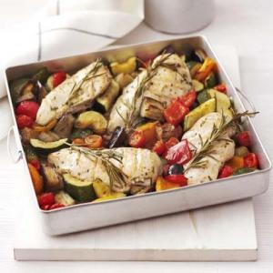 Rosemary chicken with oven-roasted ratatouille_image