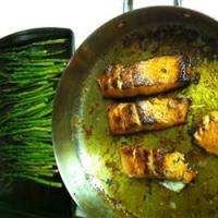 Bourbon-Glazed Salmon and Baked Asparagus image