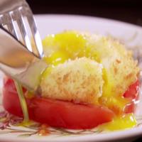 Deep Fried Poached Egg Over Heirloom Tomato_image