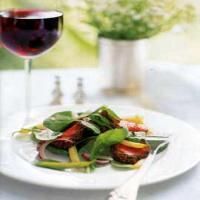 Mustard-Crusted Beef Tenderloin with Arugula, Red Onion, and Wax Bean Salad_image