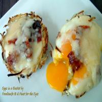 Eggs in Baskets with Candied Bacon Bits Recipe - (4.6/5) image