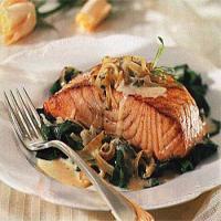 Seared Salmon on Baby Spinach image