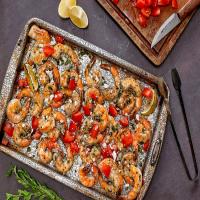 Sheet-Pan Shrimp With Tomatoes, Feta and Oregano image