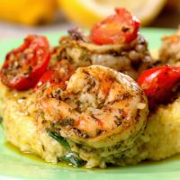 Zesty Shrimp And Spinach Polenta Bake Recipe by Tasty_image