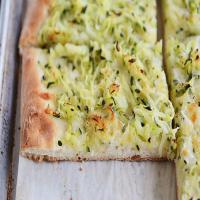 Piled High Zucchini and Cheese Topped Pizza_image