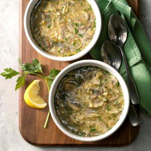 Lemony Mushroom-Orzo Soup for Two_image