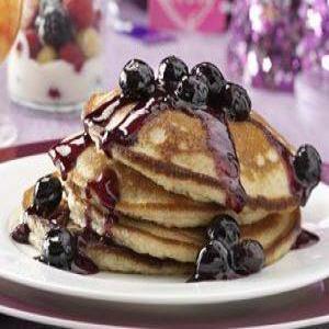 Overnight Yeast Pancakes with Blueberry Syrup Recipe_image