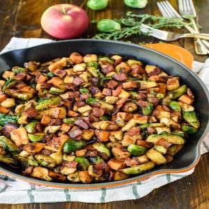 Chicken, Apple, Sweet Potato, and Brussels Sprouts Skillet_image