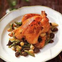 Roast Chicken with Asparagus, Morel, and Pearl-Onion Ragoût_image