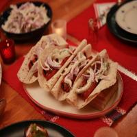 Lefse Hot Dogs with Fennel Slaw_image