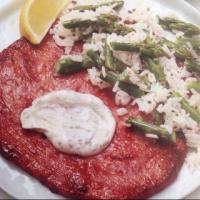 Ham Steaks with Asparagus-Rice Salad_image