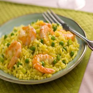 Seared Shrimp, Peas and Yellow Rice_image