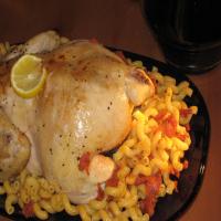 Roast Chicken With Ginger, Macaroni and Caramelized Tomatoes image