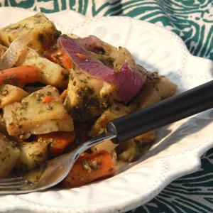 Root Vegetables Baked in Pesto Sauce_image