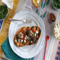Grilled Lamb Meatball Flatbread with Grilled Tomato Sauce image