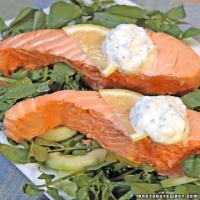 Poached Salmon with Lemon-Caper Herb Sauce image