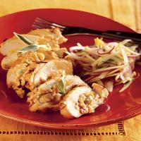 Smoked-Cheddar-Stuffed Chicken with Green Apple Slaw image