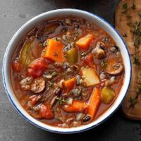 Pressure-Cooker Vegetable Wild Rice Soup image